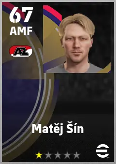 Matej Sin eFootball 2026 player card — 67 OVR AMF