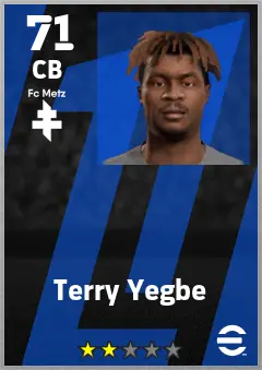 Terry Yegbe eFootball 2026 player card — 71 OVR CB