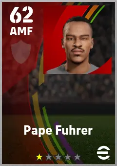 Pape Fuhrer eFootball 2026 player card — 62 OVR AMF