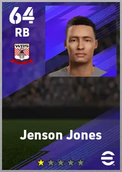 Jenson Jones eFootball 2026 player card — 64 OVR RB