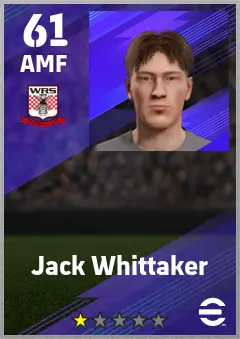 Jack Whittaker eFootball 2026 player card — 61 OVR AMF