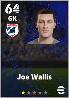 Joe Wallis eFootball 2026 player card — 64 OVR GK