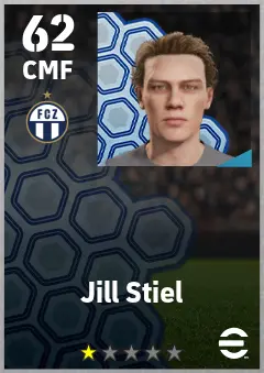 Jill Stiel eFootball 2026 player card — 62 OVR CMF