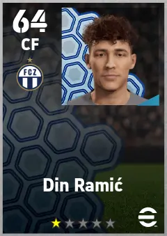Din Ramic eFootball 2026 player card — 64 OVR CF