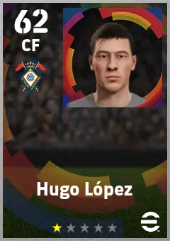 Hugo Lopez eFootball 2026 player card — 62 OVR CF