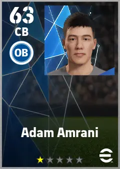 Adam Amrani eFootball 2026 player card — 63 OVR CB