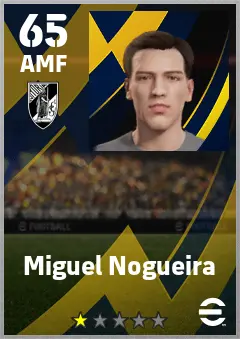 Miguel Nogueira eFootball 2026 player card — 65 OVR AMF