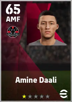 Amine Daali eFootball 2026 player card — 65 OVR AMF