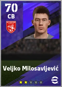 Veljko Milosavljevic eFootball 2026 player card — 70 OVR CB