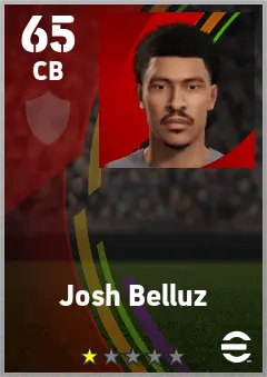 Josh Belluz eFootball 2026 player card — 65 OVR CB