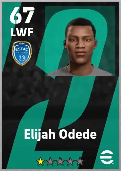 Elijah Odede eFootball 2026 player card — 67 OVR LWF