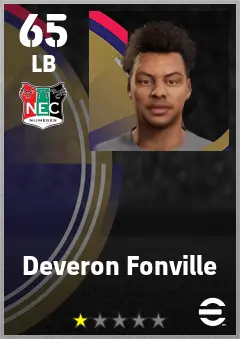 Deveron Fonville eFootball 2026 player card — 65 OVR LB
