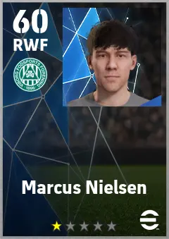 Marcus Nielsen eFootball 2026 player card — 60 OVR RWF