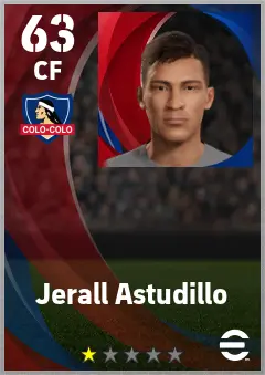 Jerall Astudillo eFootball 2026 player card — 63 OVR CF