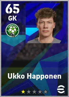 Ukko Happonen eFootball 2026 player card — 65 OVR GK