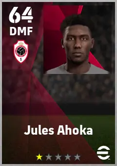 Jules Ahoka eFootball 2026 player card — 64 OVR DMF