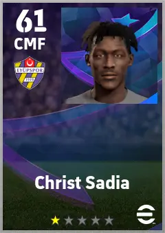 Christ Sadia eFootball 2026 player card — 61 OVR CMF