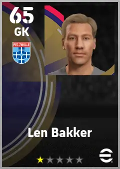 Len Bakker eFootball 2026 player card — 65 OVR GK