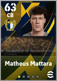 Matheus Mattara eFootball 2026 player card — 63 OVR CB