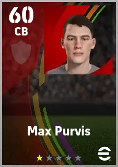 Max Purvis eFootball 2026 player card — 60 OVR CB