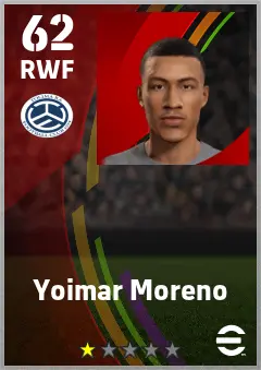 Yoimar Moreno eFootball 2026 player card — 62 OVR RWF