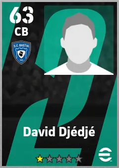 David Djedje eFootball 2026 player card — 63 OVR CB