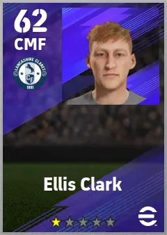 Ellis Clark eFootball 2026 player card — 62 OVR CMF