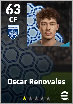 Oscar Renovales eFootball 2026 player card — 63 OVR CF