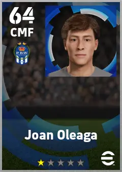 Joan Oleaga eFootball 2026 player card — 64 OVR CMF