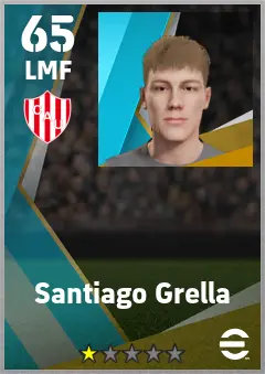 Santiago Grella eFootball 2026 player card — 65 OVR LMF