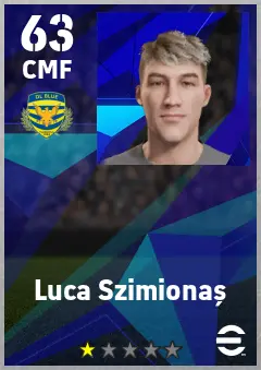Luca Szimionas eFootball 2026 player card — 63 OVR CMF