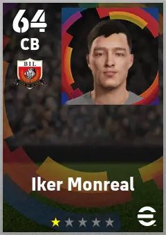 Iker Monreal eFootball 2026 player card — 64 OVR CB