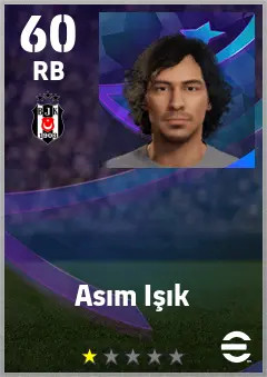 Asim Isik eFootball 2026 player card — 60 OVR RB
