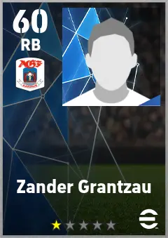 Zander Grantzau eFootball 2026 player card — 60 OVR RB