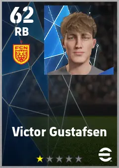 Victor Gustafsen eFootball 2026 player card — 62 OVR RB