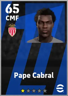Pape Cabral eFootball 2026 player card — 65 OVR CMF