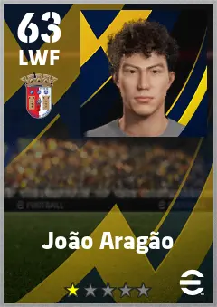 Joao Aragao eFootball 2026 player card — 63 OVR LWF