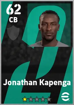 Jonathan Kapenga eFootball 2026 player card — 62 OVR CB