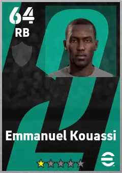 Emmanuel Kouassi eFootball 2026 player card — 64 OVR RB