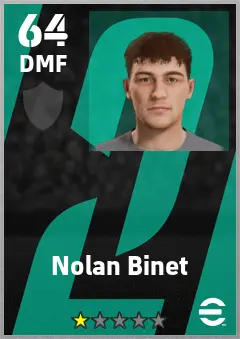 Nolan Binet eFootball 2026 player card — 64 OVR DMF