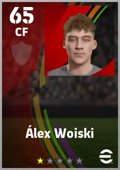 Alex Woiski eFootball 2026 player card — 65 OVR CF