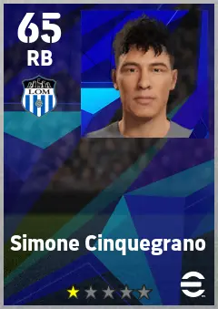Simone Cinquegrano eFootball 2026 player card — 65 OVR RB