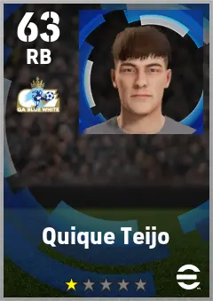 Quique Teijo eFootball 2026 player card — 63 OVR RB