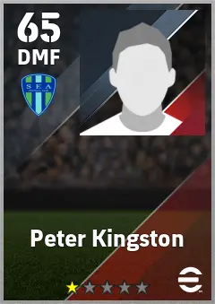 Peter Kingston eFootball 2026 player card — 65 OVR DMF