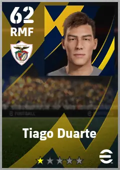 Tiago Duarte eFootball 2026 player card — 62 OVR RMF