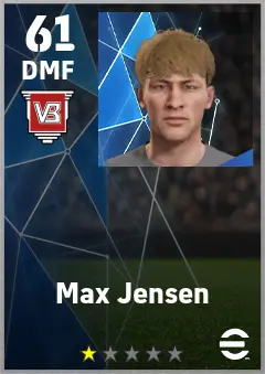 Max Jensen eFootball 2026 player card — 61 OVR DMF