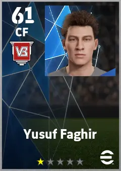 Yusuf Faghir eFootball 2026 player card — 61 OVR CF
