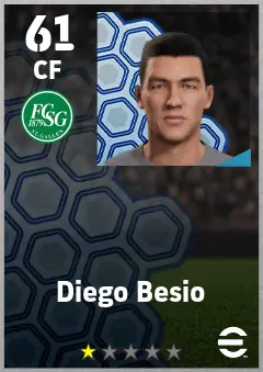 Diego Besio eFootball 2026 player card — 61 OVR CF