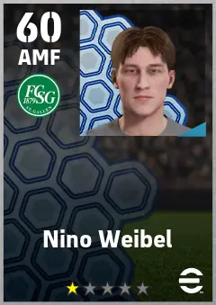 Nino Weibel eFootball 2026 player card — 60 OVR AMF