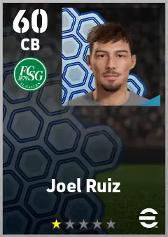 Joel Ruiz eFootball 2026 player card — 60 OVR CB